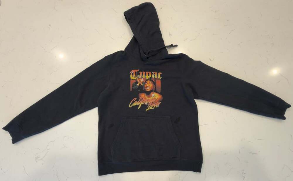 Port & Company Tupac California Love Graphic Hoodie Black Medium